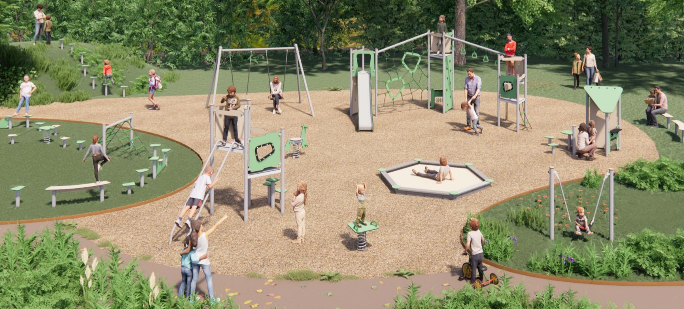 Neue Spielgeräte für städtische Flächen, Wohnungsbaugesellschaften und Kinderbetreuungseinrichtung für körperliche und motorische Entwicklung