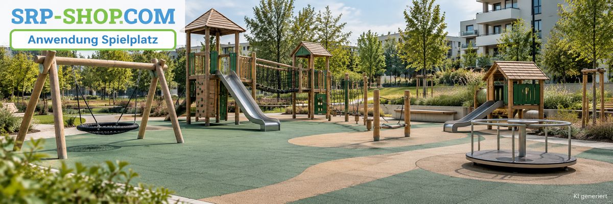 Spielplatz - Anwendung und Einsatzbereiche von SRP-Fallschutzplatten, Gestaltungselemente und Spielplatzgeräte für den Spielplätze