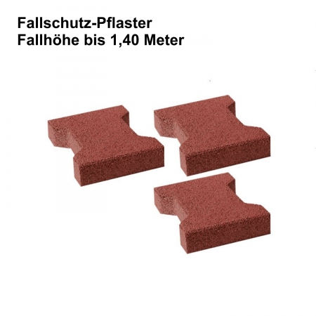 Fallschutzpflaster Doppel-T rot | 20 x 16 x 4,3 cm